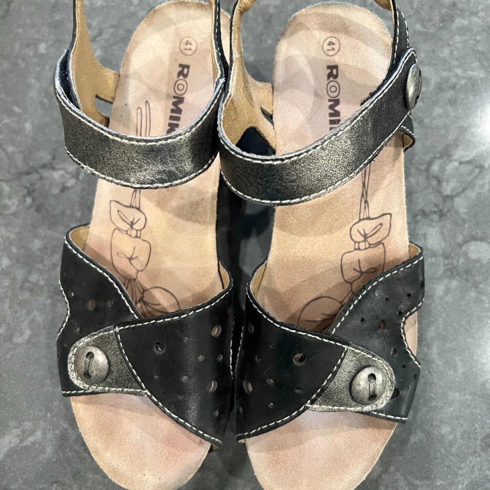 Romika Florida Platform Sandal Black/Pewter (41)